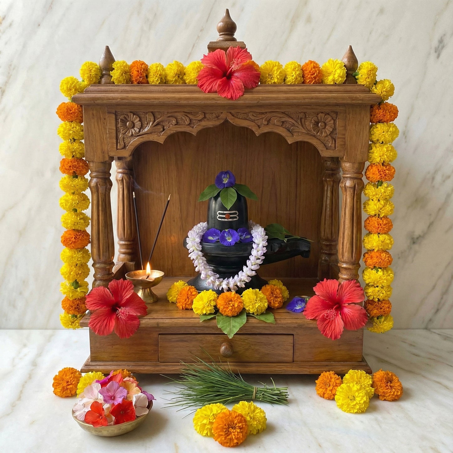 Shuddh Puja Premium Fresh Flower Kit for Monday(Somvar) Shiv Puja - Complete Flower Combo